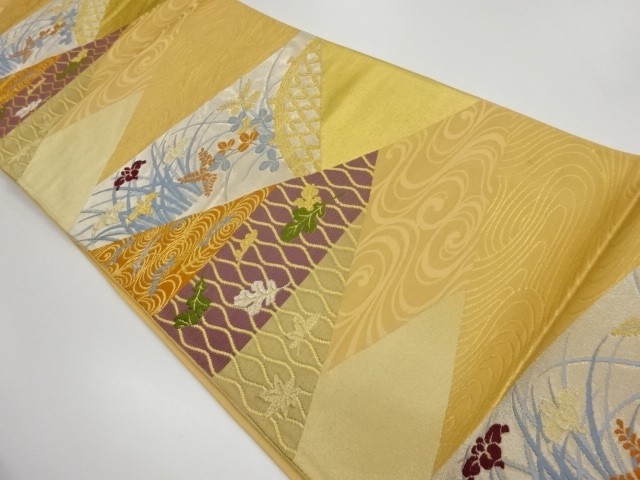 JAPANESE KIMONO / VINTAGE FUKURO OBI / WOVEN AUTUMN FLOWER & STREAM